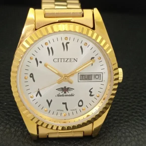 Vintage 1998 Citizen Automatic Mens Gold Watch W/daydate & Silver accents - Picture 4 of 10